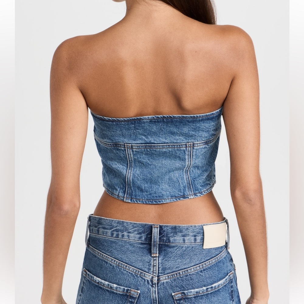 πΊπHPππΊ NWT Reformation Ena Denim Bustier Top - Picture 3 of 16